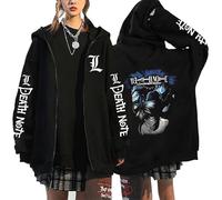 RWRAPS Anime Death Note Sweatshirt à Fermeture éclair Manga Japonais Graphique Unisexe Sweat à Capuche zippé Veste Décontracté Manches Longues Streetwear Manteau