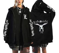 RWRAPS Anime Death Note Sweatshirt à Fermeture éclair Manga Japonais Graphique Unisexe Sweat à Capuche zippé Veste Décontracté Manches Longues Streetwear Manteau