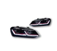 RWRPQEDEXM Ensemble Phares Phares LED pour Polo L G7.5 Style 2011-2014 2015 2016 2017 2018 H4 Feux De Route Double Projecteur Clignotants DRL(Red Type,LHD)