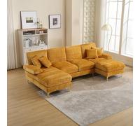 RWUDV Canapé d'angle en forme de U avec méridienne, canapé d'angle 4 places avec fonction convertible, grand canapé sectionnel avec doubles sièges inclinables, canapé d'angle rembourré, canapé-lit