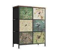RWUDV Commode à 6 tiroirs en tissu - Buffet avec tiroirs en tissu - Armoire TV avec cadre en acier solide et plateau en bois - Armoire pour chambre à coucher, salon