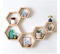 RWUDV Étagères Flottantes Hexagonales en Bois, étagères en Nid d'abeille, étagères Murales Flottantes Hexagonales, étagère Décorative en Nid d'abeille pour Chambre d'enfant, Salon