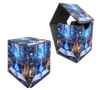 RWUTYTIUL Boîte de rangement pour cartes MTG Commander - Pour plus de 100 cartes à manches - Cuir synthétique - Grande taille - Aimant puissant - Pour jeux de société Magic MTG TCG CCG, Blue Books