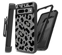 RWUTYTIUL Coque pour Google Pixel 7 Pro de 17 cm, coque de protection intégrale résistante aux chocs avec clip ceinture robuste pour Google Pixel 7 Pro, imprimé vache pailletée