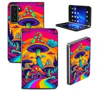 RWUTYTIUL Coque pour Microsoft Surface Duo 2 2021 8,1 cm, minimaliste ultra fine et durable en polycarbonate rigide pour homme et femme, motif champignons arc-en-ciel