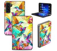 RWUTYTIUL Coque pour Microsoft Surface Duo 2 2021 8,3", minimaliste, ultra fine et durable en polycarbonate rigide pour homme et femme, quatre oiseaux et fleurs