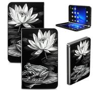 RWUTYTIUL Coque pour Microsoft Surface Duo 2020 8,1", minimaliste ultra fine et durable en polycarbonate rigide pour homme et femme, grenouille lotus grise