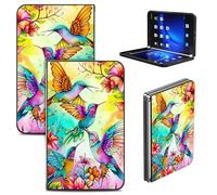 RWUTYTIUL Coque pour Microsoft Surface Duo 2020 8,1", minimaliste, ultra fine et durable, en polycarbonate rigide, pliable pour homme et femme, quatre oiseaux et fleurs