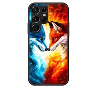 RWUTYTIUL Coque pour Samsung Galaxy S23 Ultra 5G 6,8", coque de protection intégrale en TPU souple et résistant aux chocs pour homme et femme, rouge bleu pour renard