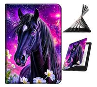 RWUTYTIUL Coque pour Samsung Galaxy Tab S9 11"/S9 FE 10,9", résistante aux chocs, protection intelligente, multi-angle, pour homme et femme, avec mise en veille/réveil automatique, cheval galaxie