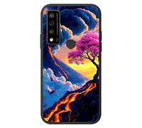 RWUTYTIUL Coque pour TCL 30 V 5G/T781S/TCL 30XE, coque de protection intégrale ultra fine et flexible en TPU souple antichoc pour homme et femme, fleurs de cerisier volcaniques