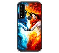 RWUTYTIUL Coque pour TCL 4X 5G T601DL/TCL 20 A 5G T768S, coque de protection intégrale en TPU souple ultra fine et flexible pour homme et femme, rouge bleu pour renard