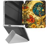 RWUTYTIUL Coque transparente en cuir pour iPad 9{^>e<^} génération 10,2" 2021/iPad Pro 10,5"/iPad Air 3e génération, coque en cuir antichoc avec béquille amusante pour femme et homme, fleur grande