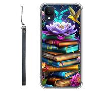 RWUTYTIUL Coque transparente pour TCL Ion Z T501L T501C TCL A3/A30 5,5" avec cordon - Transparente, anti-rayures et souple, en TPU souple et résistant aux chocs - Pour homme et femme - Pivoine livre