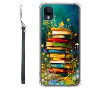 RWUTYTIUL Coque transparente pour TCL Ion Z T501L T501C TCL A3/A30 5,5" avec cordon - Transparente, anti-rayures et souple, en TPU souple et résistant aux chocs - Pour homme et femme - Motif livre