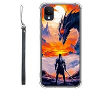 RWUTYTIUL Coque transparente pour TCL Ion Z T501L T501C TCL A3/A30 5,5" avec cordon - Transparente, anti-rayures et souple, en TPU souple et résistant aux chocs - Pour homme et femme - Dragon noir