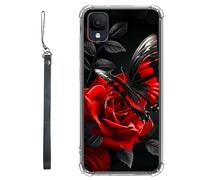 RWUTYTIUL Coque transparente pour TCL Ion Z T501L T501C TCL A3/A30 5,5" avec cordon - Transparente, anti-rayures et souple, en TPU souple et résistant aux chocs - Pour homme et femme - Rose rouge