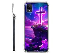RWUTYTIUL Coque transparente pour TCL Ion Z T501L T501C TCL A3/A30 5,5" avec cordon - Transparente, anti-rayures et souple, en TPU souple et résistant aux chocs - Pour homme et femme - Croix de fleurs