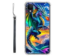 RWUTYTIUL Coque transparente pour TCL Ion Z T501L T501C TCL A3/A30 5,5" avec cordon - Transparente, anti-rayures et souple, en TPU souple et résistant aux chocs - Pour homme et femme - Dragon vert