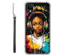 RWUTYTIUL Coque transparente pour TCL Ion Z T501L T501C TCL A3/A30 5,5" avec cordon - Transparente, anti-rayures en TPU souple et résistant aux chocs - Pour homme et femme - Motif fille écouteurs