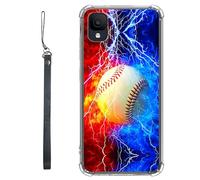 RWUTYTIUL Coque transparente pour TCL Ion Z T501L T501C TCL A3/A30 5,5" avec cordon - Transparente, anti-rayures et souple, en TPU souple et résistant aux chocs - Pour homme et femme - Baseball bleu