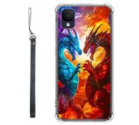 RWUTYTIUL Coque transparente pour TCL Ion Z T501L T501C TCL A3/A30 5,5" avec cordon - Transparente, anti-rayures et souple, en TPU souple et résistant aux chocs - Pour homme et femme - Dragon bleu