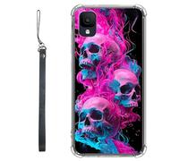 RWUTYTIUL Coque transparente pour TCL Ion Z T501L T501C TCL A3/A30 5,5" avec cordon - Transparente, anti-rayures et souple, en TPU souple et résistant aux chocs - Pour homme et femme - Tête de mort