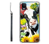 RWUTYTIUL Coque transparente pour TCL Ion Z T501L T501C TCL A3/A30 5,5" avec cordon - Transparente, anti-rayures et souple, en TPU souple et résistant aux chocs - Pour homme et femme - Vaches noires