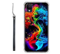 RWUTYTIUL Coque transparente pour TCL Ion Z T501L T501C TCL A3/A30 5,5" avec cordon - Transparente, anti-rayures et souple, en TPU souple et résistant aux chocs - Pour homme et femme - Arbre bleu