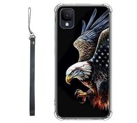 RWUTYTIUL Coque transparente pour TCL Ion Z T501L T501C TCL A3/A30 5,5" avec cordon - Transparente, anti-rayures et souple, en TPU souple et résistant aux chocs - Pour homme et femme - Aigle noir