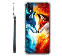 RWUTYTIUL Coque transparente pour TCL Ion Z T501L T501C TCL A3/A30 5,5" avec cordon - Transparente, anti-rayures et souple, en TPU souple et résistant aux chocs - Pour homme et femme - Rouge bleu pour