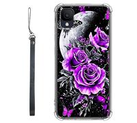 RWUTYTIUL Coque transparente pour TCL Ion Z T501L T501C TCL A3/A30 5,5" avec cordon - Transparente, anti-rayures et souple, en TPU souple et résistant aux chocs - Pour homme et femme - Violet rose