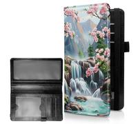 RWUTYTIUL Couvertures pour chéquier personnel pour homme et femme, grande capacité en cuir avec porte-stylo, organiseur de chèques, cartes de dames, Flux de fleurs de cerisier