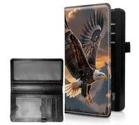 RWUTYTIUL Couvertures pour chéquier personnel pour homme et femme, grande capacité - Étui en cuir avec porte-stylo, organiseur de chèques, portefeuille pour cartes de dames, cochon, Eagle Mountains