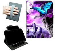 RWUTYTIUL Étui avec poignée rotative pour Amazon Fire HD 10 9e/7e génération 2019/2017 10,1", béquille pivotante à 360° avec fermeture magnétique, résistant aux chocs, dragon de montagne violet