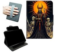 RWUTYTIUL Étui en cuir antichoc pour Kindle Paperwhite 12ème génération 2025/2024 et Kindle Colorsoft Signature Edition 2024 avec poignée rotative, béquille pivotante à 360 degrés et tête de mort