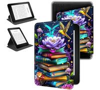 RWUTYTIUL Étui magnétique amovible pour Amazon Kindle Paperwhite 4 10{^>e<^} génération 2018, rotation à 360 degrés, coque amovible, fonction veille/réveil automatique, Book Lotus