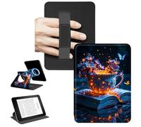 RWUTYTIUL Étui magnétique amovible pour Kindle Paperwhite 11{^>e<^} génération 2021 et édition Signature, coque de protection avec dragonne pratique, tasse papillon violette