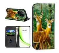 RWUTYTIUL Étui portefeuille à rabat pour TCL 60 SE NxtPaper 6,7" avec porte-cartes de crédit, coque magnétique antichoc avec emplacements pour cartes pratiques et béquille [blocage RFID], cerf de la