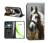 RWUTYTIUL Étui portefeuille à rabat pour TCL 605/60 SE 6,7" avec porte-cartes de crédit, coque magnétique antichoc avec emplacements pour cartes pratiques et béquille [blocage RFID], cheval