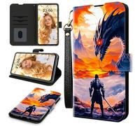 RWUTYTIUL Étui portefeuille pour AT&T Radiant Max 5G/Cricket Dream 5G avec 3 porte-cartes de crédit et dragonne, résistant aux chocs, emplacements pour cartes pratiques, béquille, rabat pour homme