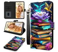 RWUTYTIUL Étui portefeuille pour AT&T Radiant Max 5G/Cricket Dream 5G avec 3 porte-cartes de crédit et dragonne, résistant aux chocs, emplacements pour cartes pratiques et béquille, pour homme et