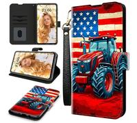 RWUTYTIUL Étui portefeuille pour AT&T Radiant Max 5G/Cricket Dream 5G avec 3 porte-cartes de crédit et dragonne, résistant aux chocs, emplacements pour cartes pratiques et béquille, pour homme et