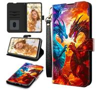 RWUTYTIUL Étui portefeuille pour AT&T Radiant Max 5G/Cricket Dream 5G avec 3 porte-cartes de crédit et dragonne, résistant aux chocs, emplacements pour cartes pratiques et béquille, pour homme et