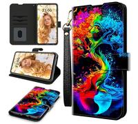 RWUTYTIUL Étui portefeuille pour AT&T Radiant Max 5G/Cricket Dream 5G avec 3 porte-cartes de crédit et dragonne, résistant aux chocs, emplacements pour cartes pratiques et béquille, pour homme et