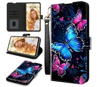 RWUTYTIUL Étui portefeuille pour AT&T Radiant Max 5G/Cricket Dream 5G avec 3 porte-cartes de crédit et dragonne, résistant aux chocs, emplacements pour cartes pratiques et béquille, pour homme et