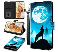 RWUTYTIUL Étui portefeuille pour AT&T Radiant Max 5G/Cricket Dream 5G avec 3 porte-cartes de crédit et dragonne, résistant aux chocs, emplacements pour cartes pratiques, béquille, rabat pour homme