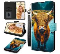 RWUTYTIUL Étui portefeuille pour AT&T Radiant Max 5G/Cricket Dream 5G avec 3 porte-cartes de crédit et dragonne, résistant aux chocs, emplacements pour cartes pratiques et béquille, pour homme et