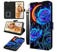 RWUTYTIUL Étui portefeuille pour AT&T Radiant Max 5G/Cricket Dream 5G avec 3 porte-cartes de crédit et dragonne, résistant aux chocs, emplacements pour cartes pratiques et béquille, pour homme et