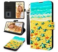 RWUTYTIUL Étui portefeuille pour AT&T Radiant Max 5G/Cricket Dream 5G avec 3 porte-cartes de crédit et dragonne, résistant aux chocs, emplacements pour cartes pratiques et béquille, pour homme et